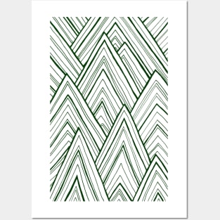 Stripe Mountains - Dark Green Posters and Art